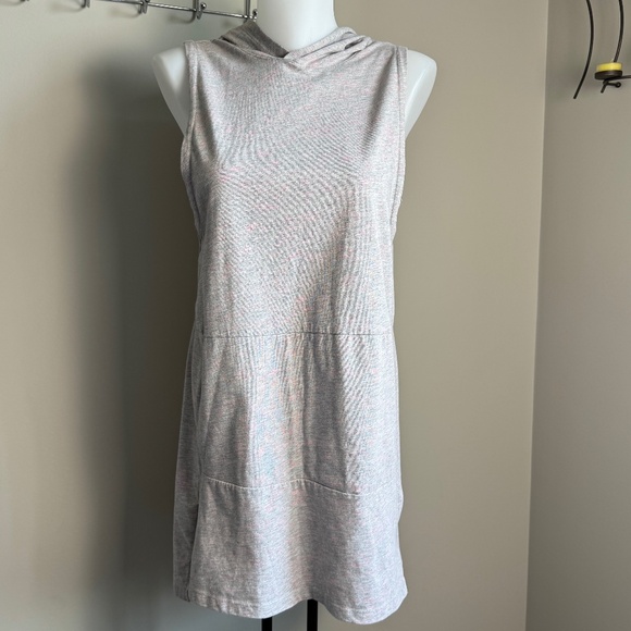 Hurley Womens Athletic Hoodie Dress Sleeveless Marled Gray/Pink Size L Hooded - Picture 1 of 16